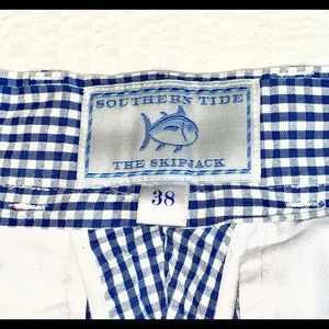 Southern Tide 38 gingham blue check skipjack short